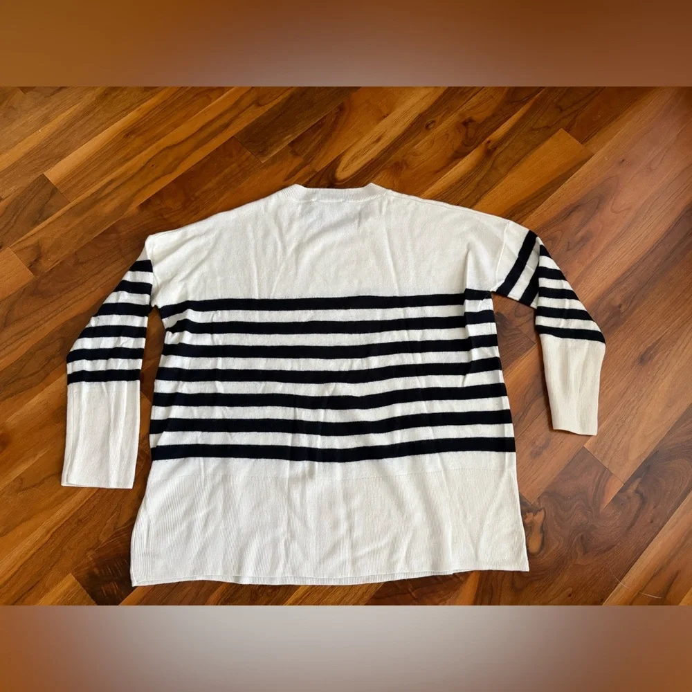 AYR Lofty Softie Sweater in Black and White Stripes, ECU - Picture 7 of 10